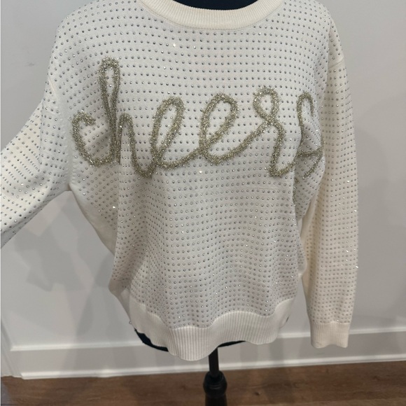 Queen of sparkles cheers rhinestone sweater size small worn once new condition - Picture 2 of 5